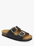 Scholl Isabelle Leather Double Strap Sliders, Black