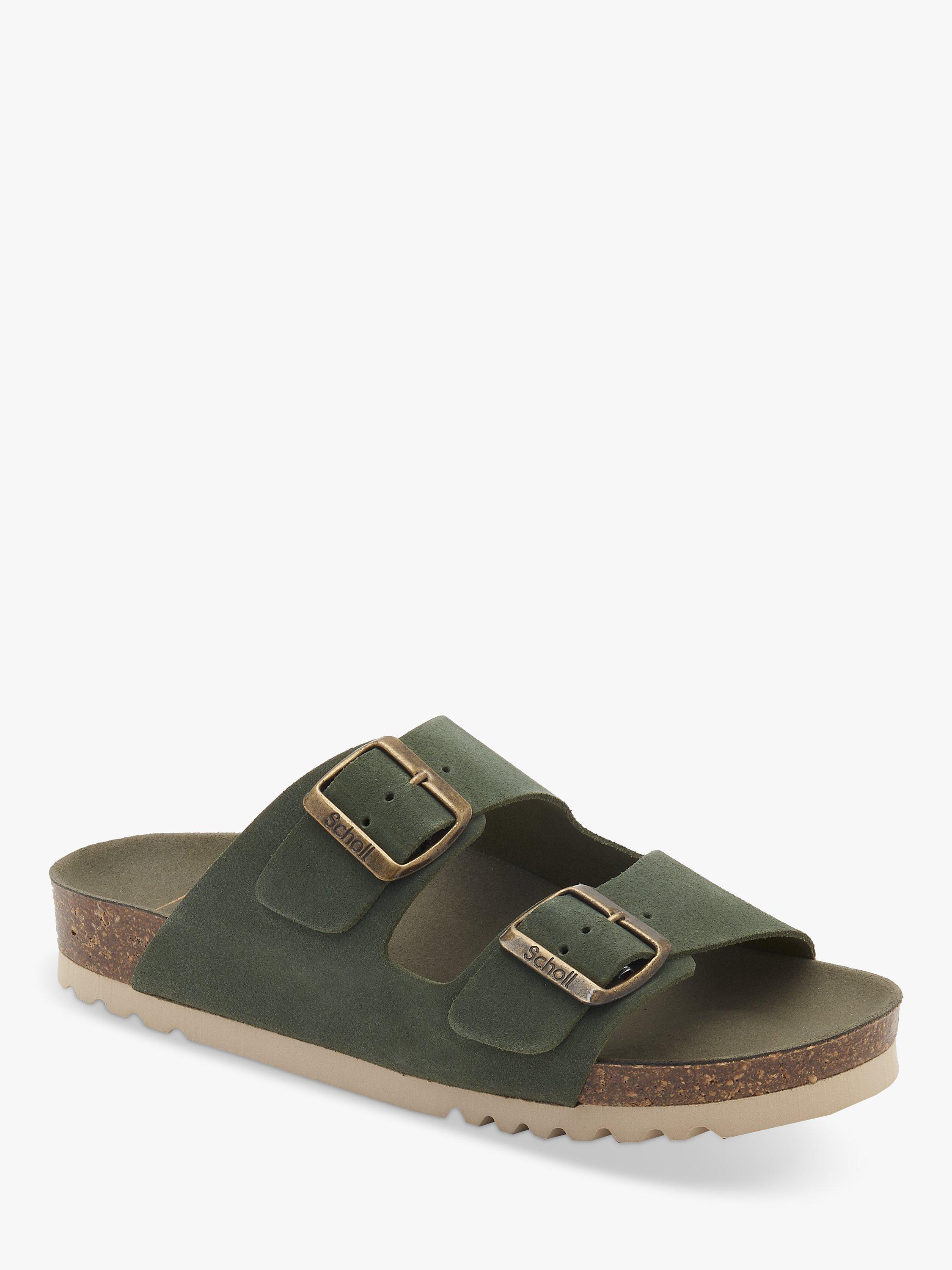 Product image 2 of 4, which shows Scholl Josephine Suede Double Strap Sliders, Forest, EU36