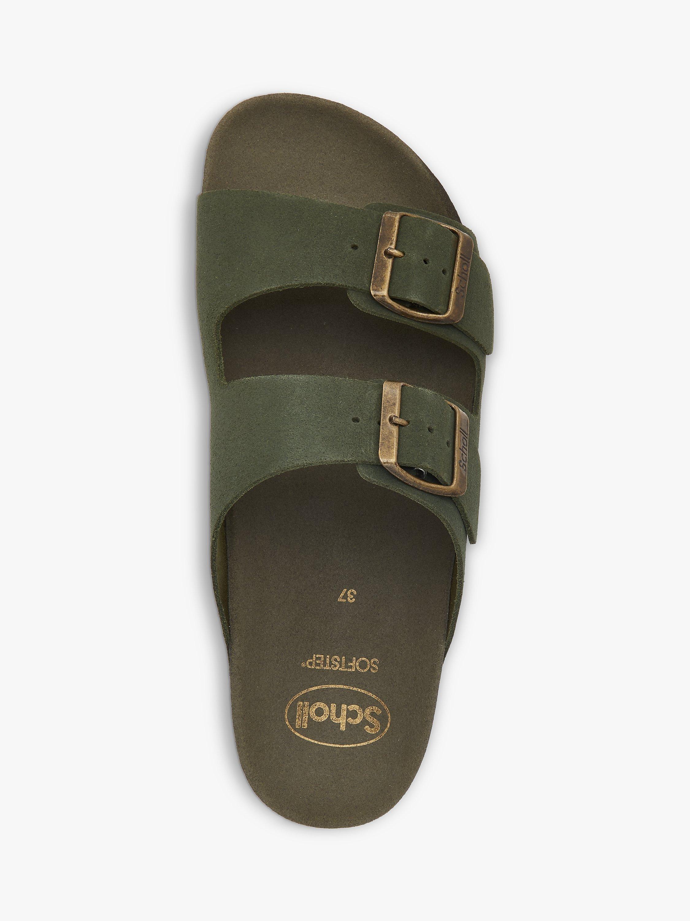 Product image 3 of 4, which shows Scholl Josephine Suede Double Strap Sliders, Forest, EU36