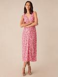 Ro&Zo Paisley Ruched Midi Dress, Pink