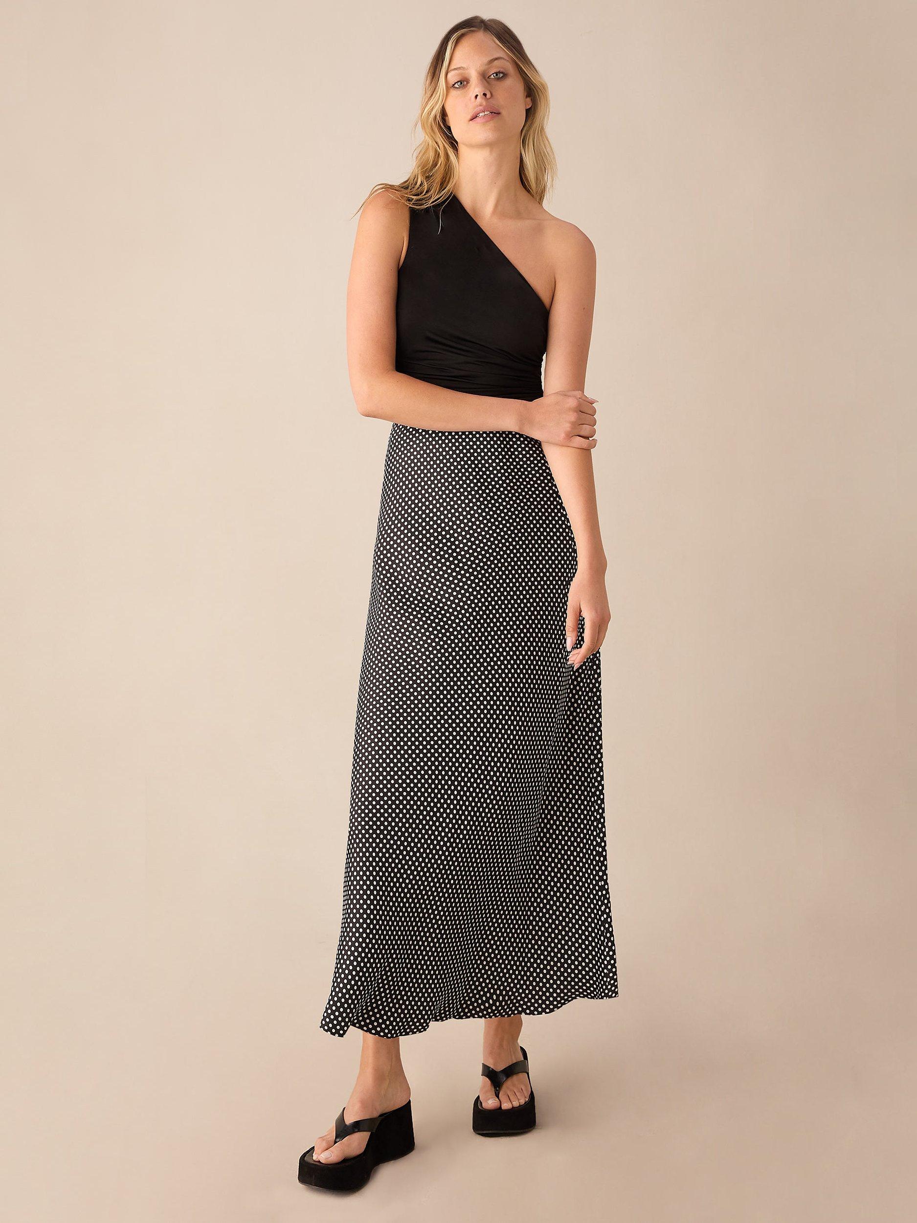 Black and white polka dot maxi skirt best sale