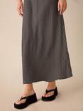 Ro&Zo Mono Polka Dot Print Maxi Skirt, Black/White