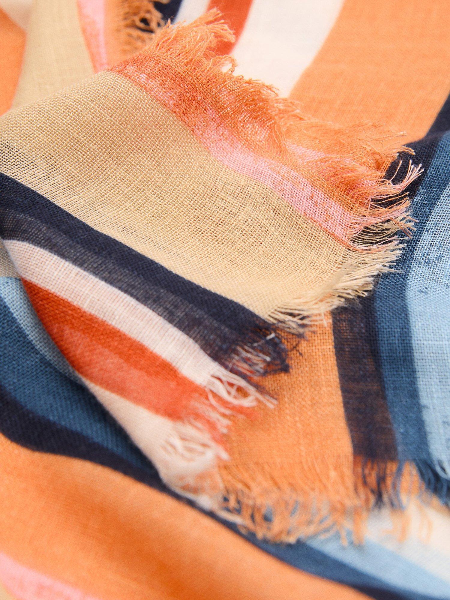 Mango Panarea Stripe Linen Blend Scarf, Multi