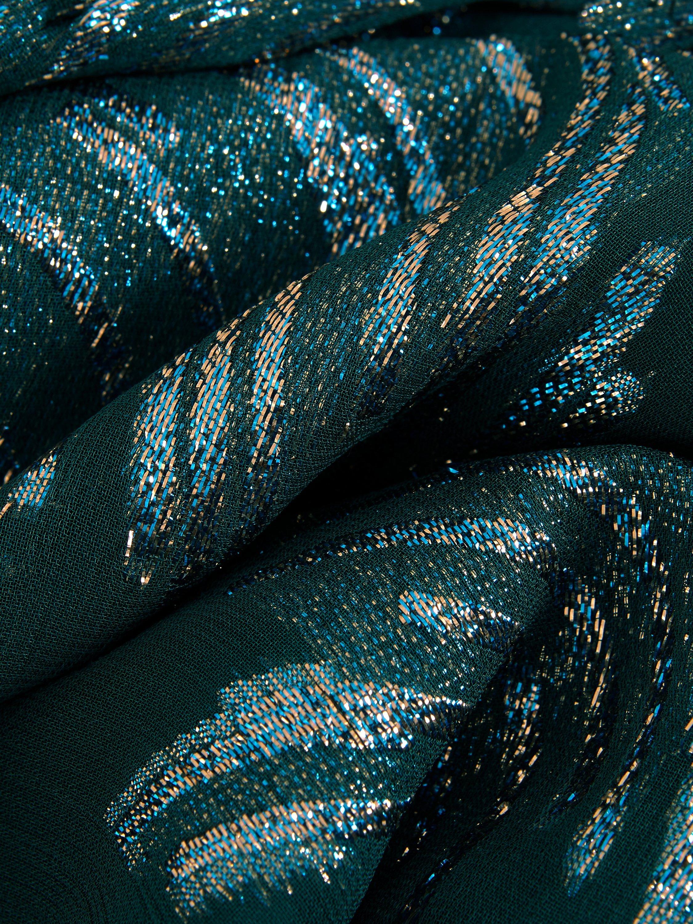 Product image 6 of 9, which shows Phase Eight Marzia Metallic Maxi Dress, Teal, 10