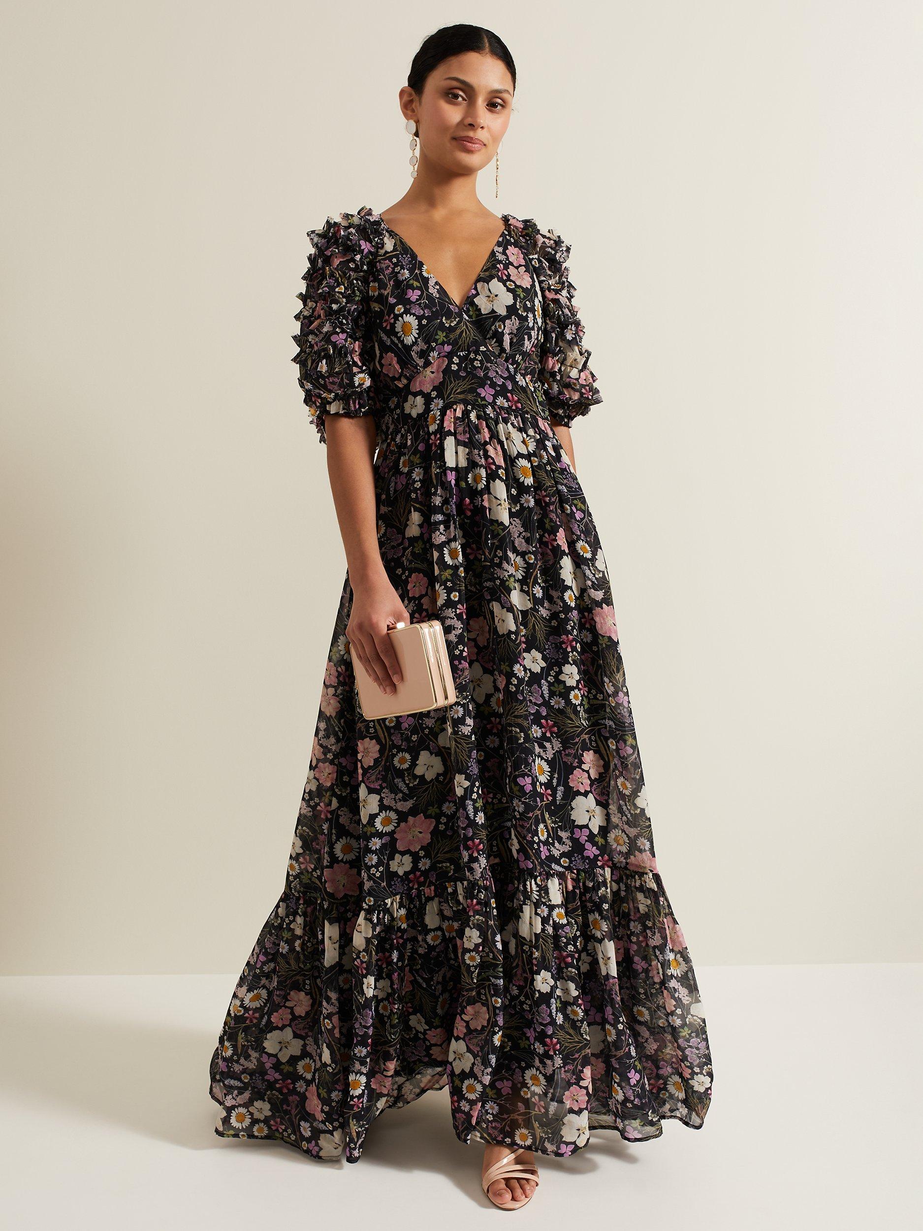 Phase Eight Lesley Floral Ruffle Maxi Dress Multi