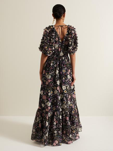 Phase Eight Lesley Floral Ruffle Maxi Dress, Multi - view 2, Multi