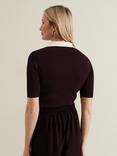 Phase Eight Rosie Tipped Collar Top, Burgundy