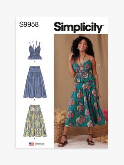 Simplicity Misses' Peplum Top and Skirt Sewing Pattern, S9958, Multi