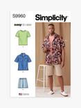 Simplicity Men's Knit T-Shirt, Shirt and Shorts Set Sewing Pattern, S9960