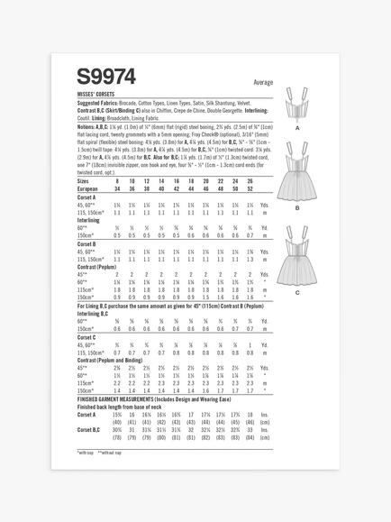Simplicity Misses' Corsets Sewing Pattern, S9974 - view 2, Multi