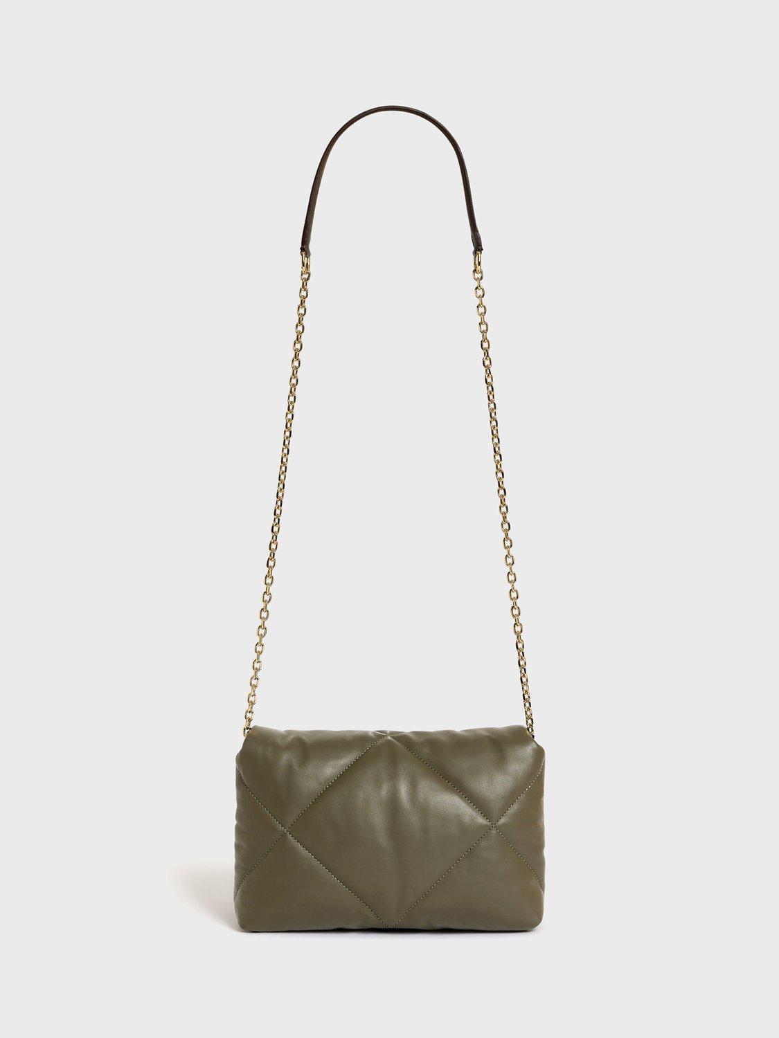 Product image 2 of 4, which shows Gerard Darel Le Fanny Quilted Leather Bag, Khaki
