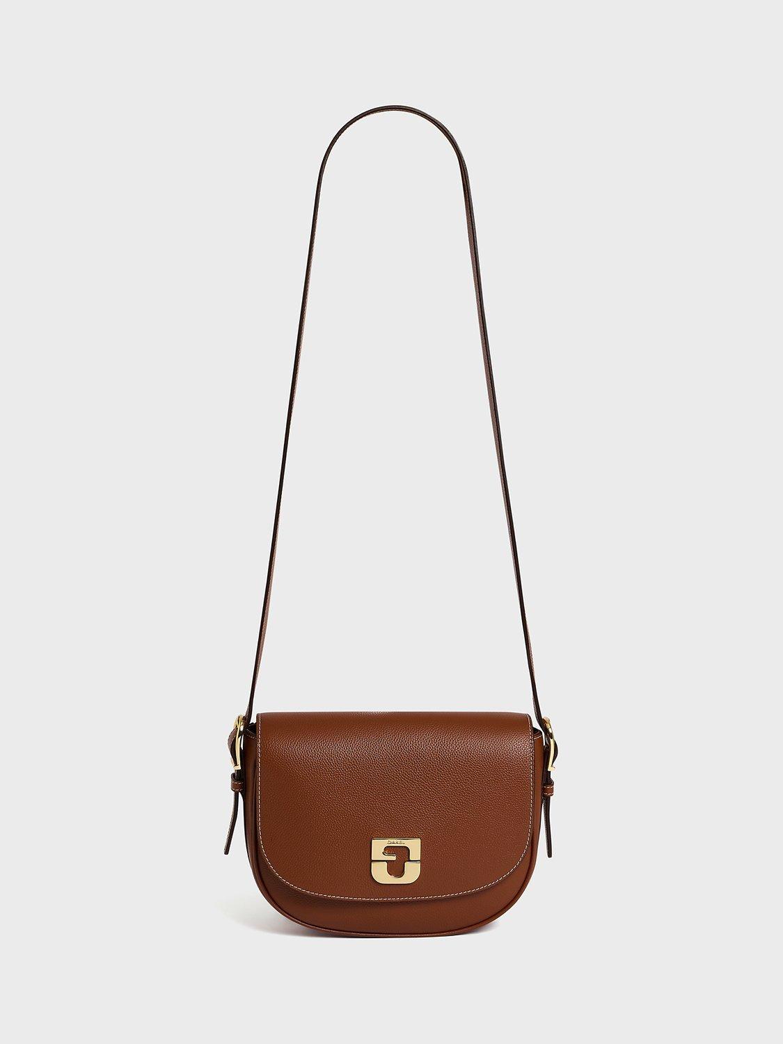 Gerard Darel Le Camille Leather Flapover Crossbody Bag, Tan
