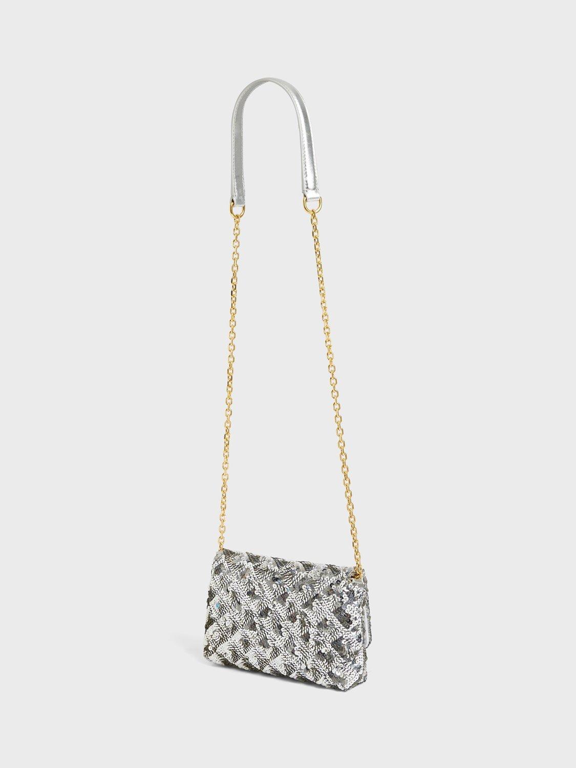 Product image 3 of 4, which shows Gerard Darel Le Mini Fanny Sequin Crossbody Bag, Silver