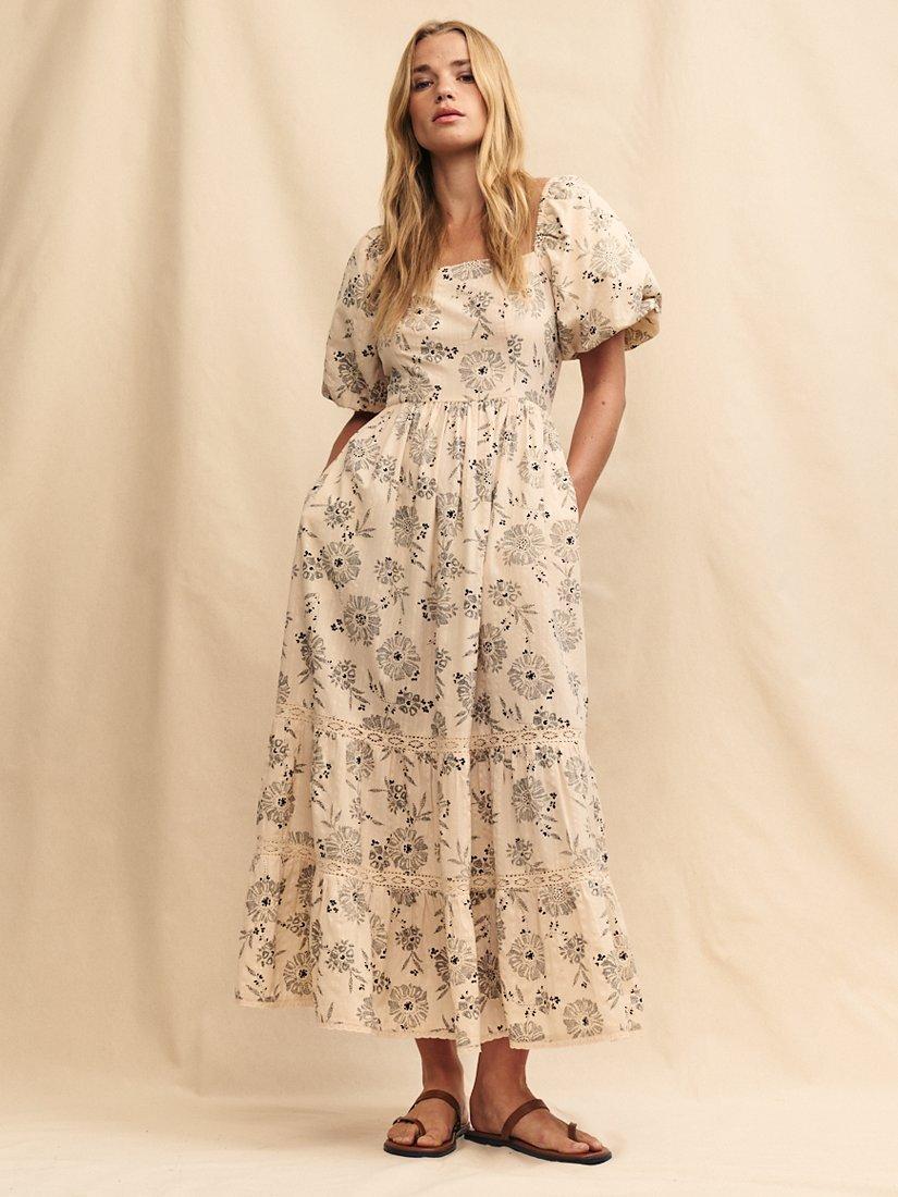 Nobody's Child Whitley Batik Print Midaxi Dress, Cream