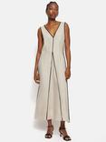 Jigsaw Sleeveless Piped Linen Dress, Cream