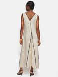 Jigsaw Sleeveless Piped Linen Dress, Cream