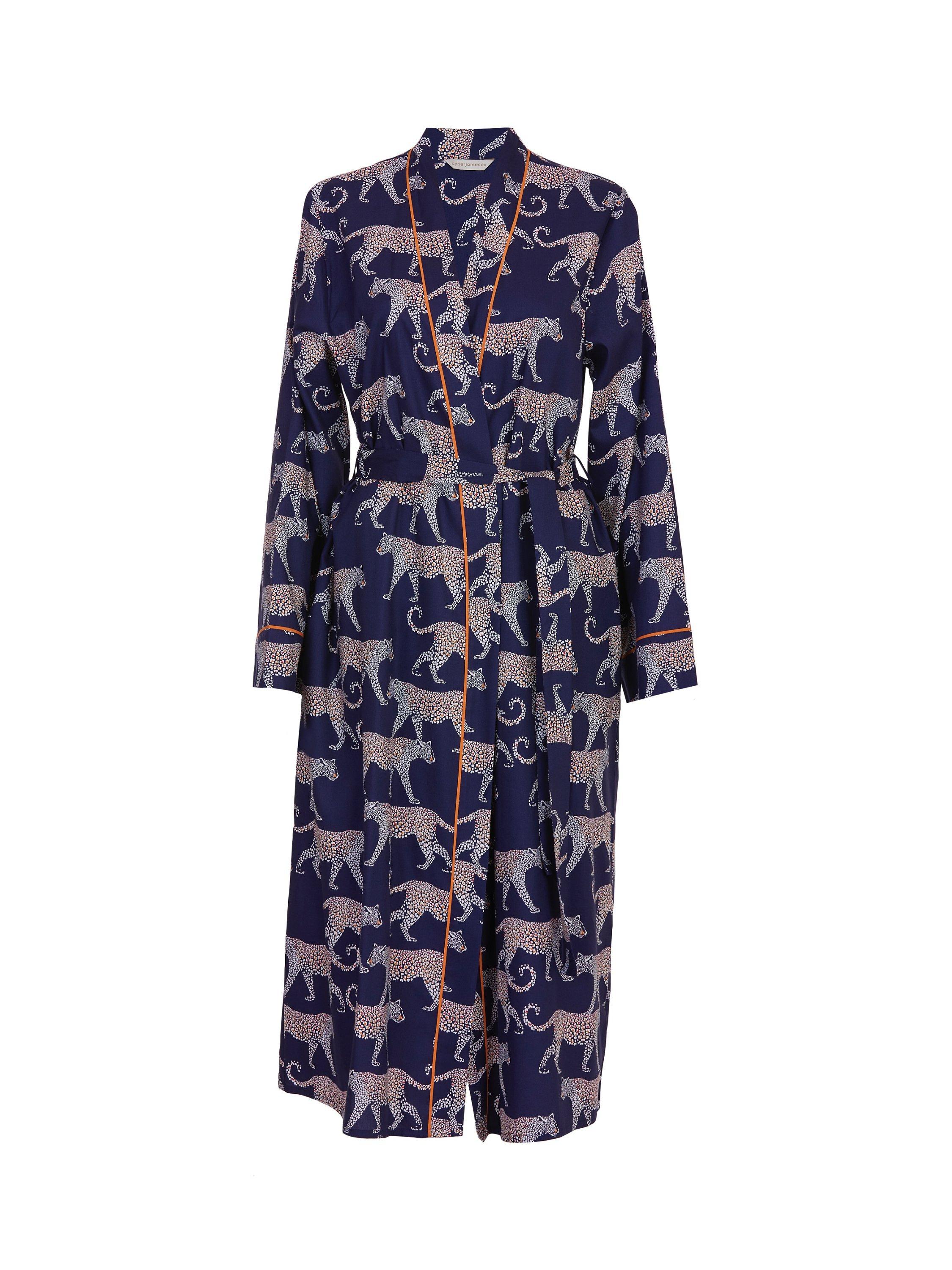 Cyberjammies Taylor Leopard Print Dressing Gown, Navy, 6