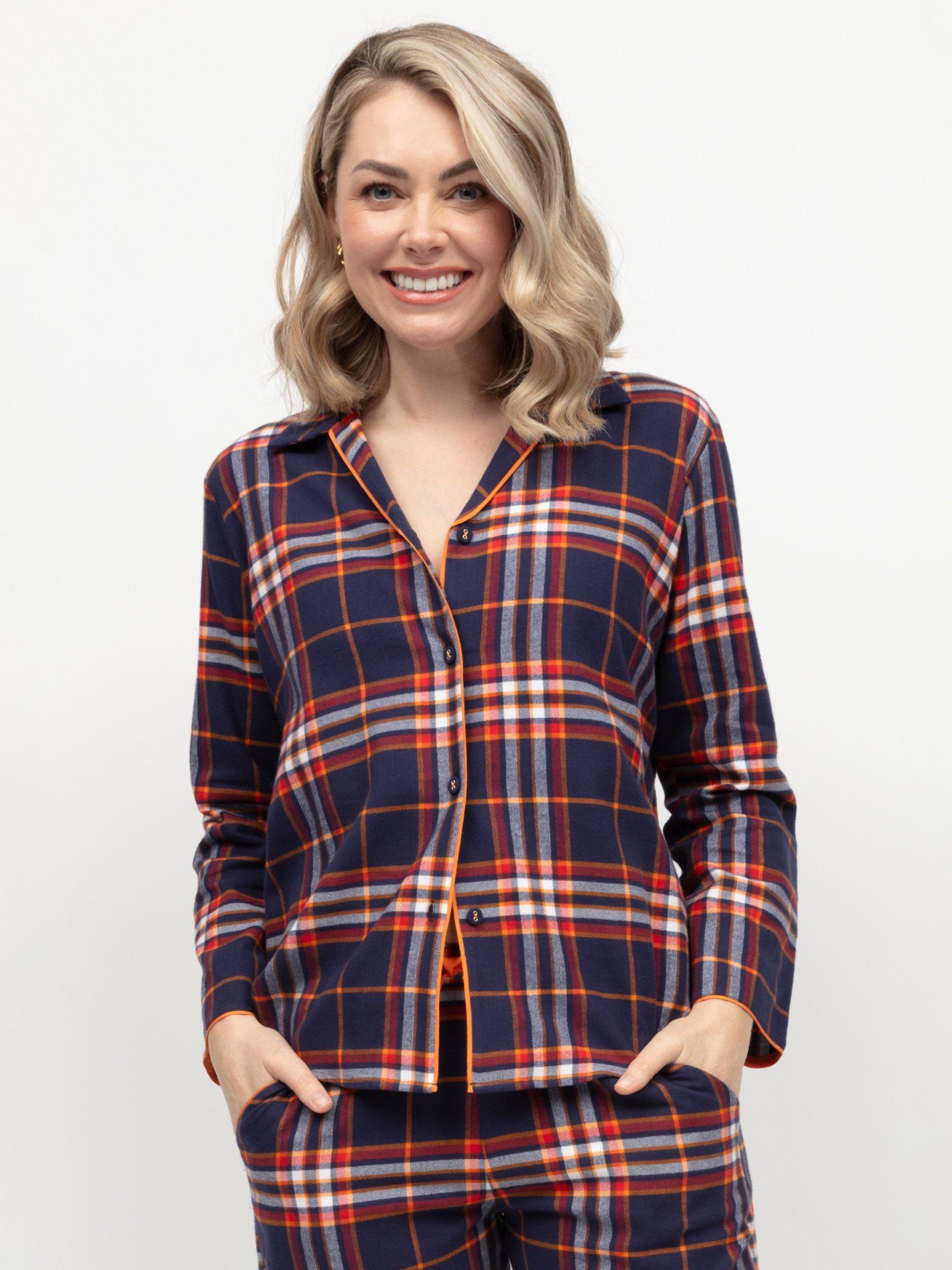 Product image 2 of 4, which shows Cyberjammies Taylor Check Pyjama Top, Navy, 6
