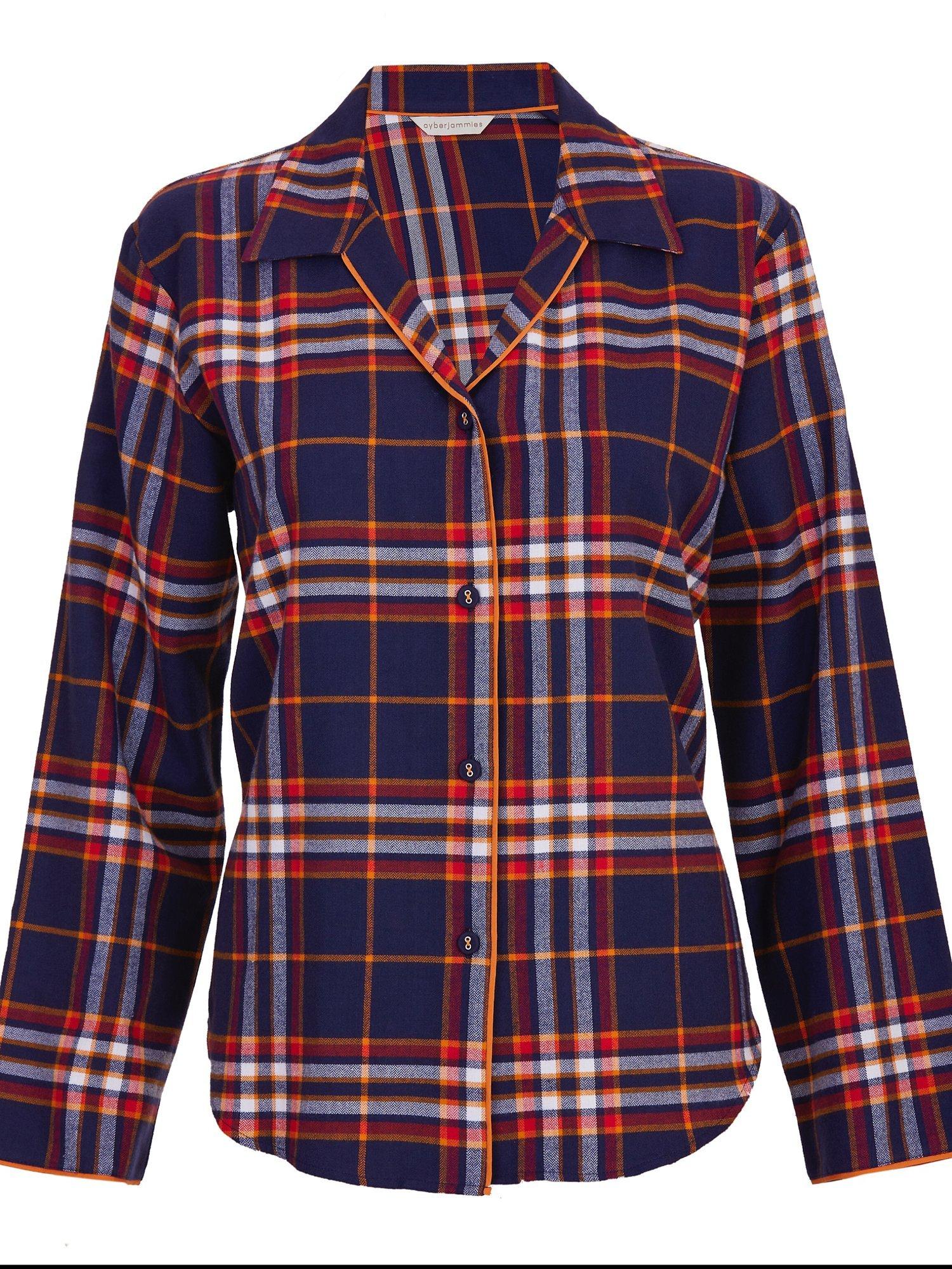 Product image 4 of 4, which shows Cyberjammies Taylor Check Pyjama Top, Navy, 6