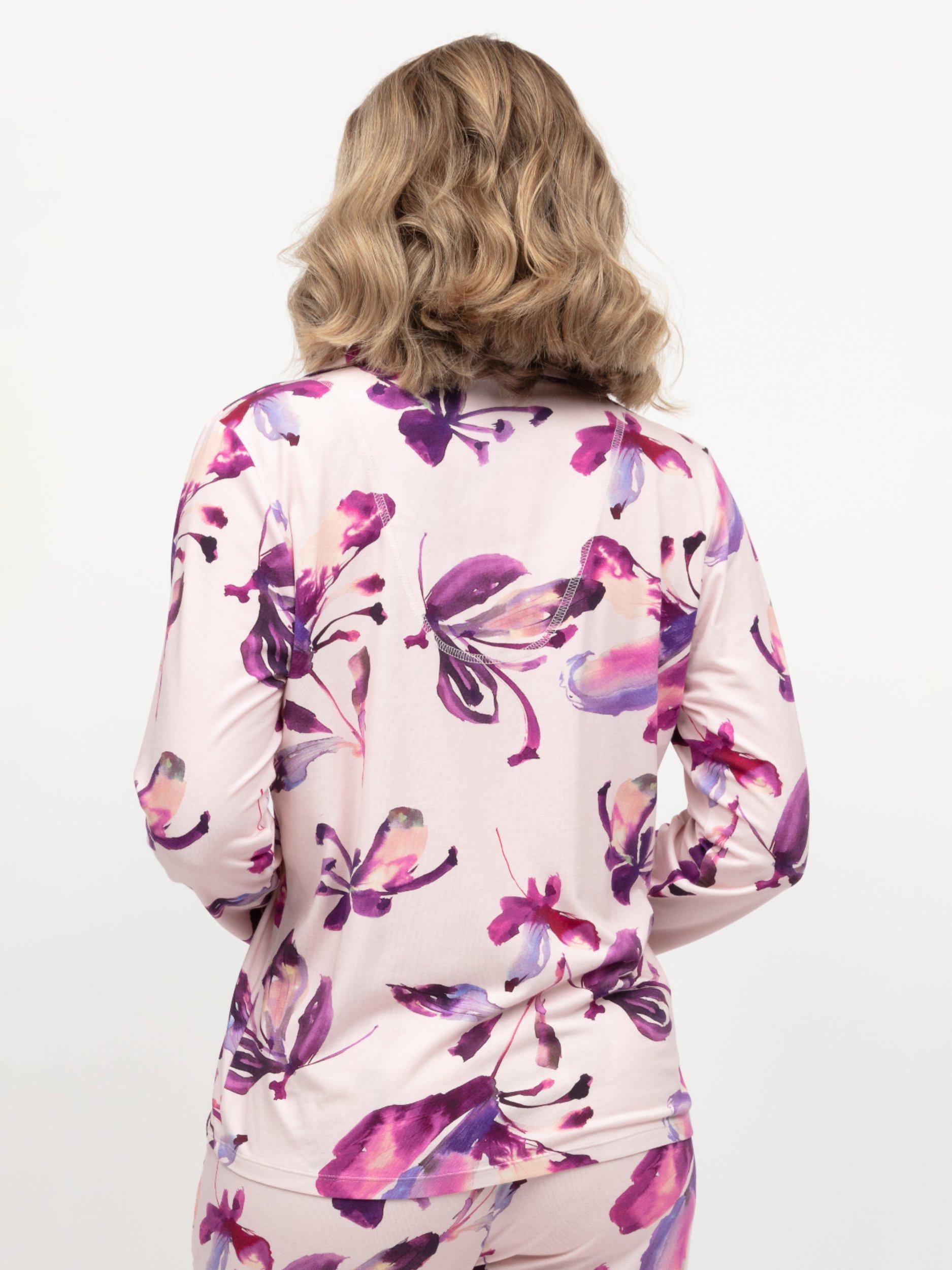 Product image 3 of 4, which shows Cyberjammies Colette Floral Jersey Pyjama Top, Pink, 6