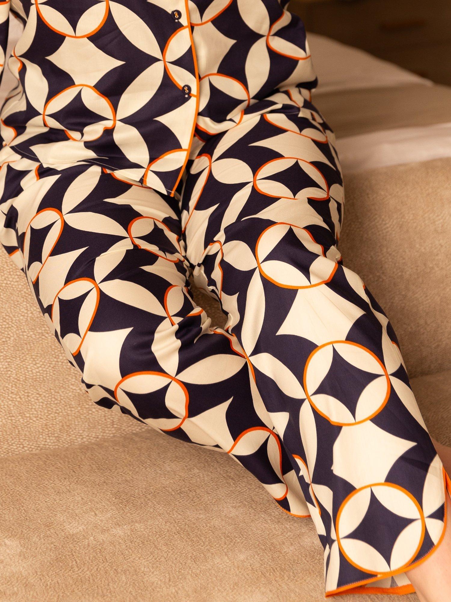 Product image 1 of 4, which shows Cyberjammies Taylor Geo Print Pyjama Bottoms, Navy/Multi, 6