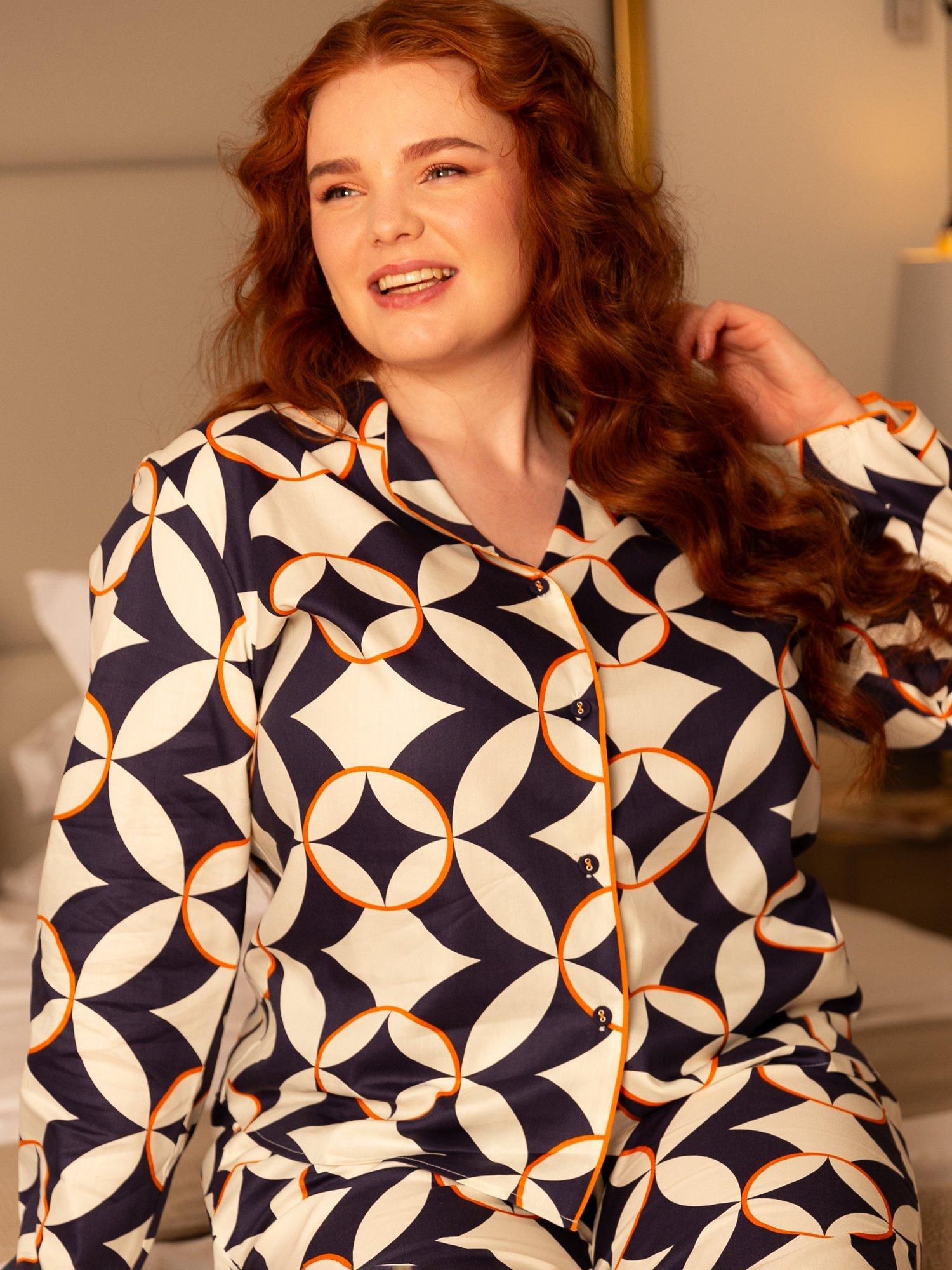 Product image 1 of 4, which shows Cyberjammies Taylor Geo Print Pyjama Top, Navy/Multi, 6