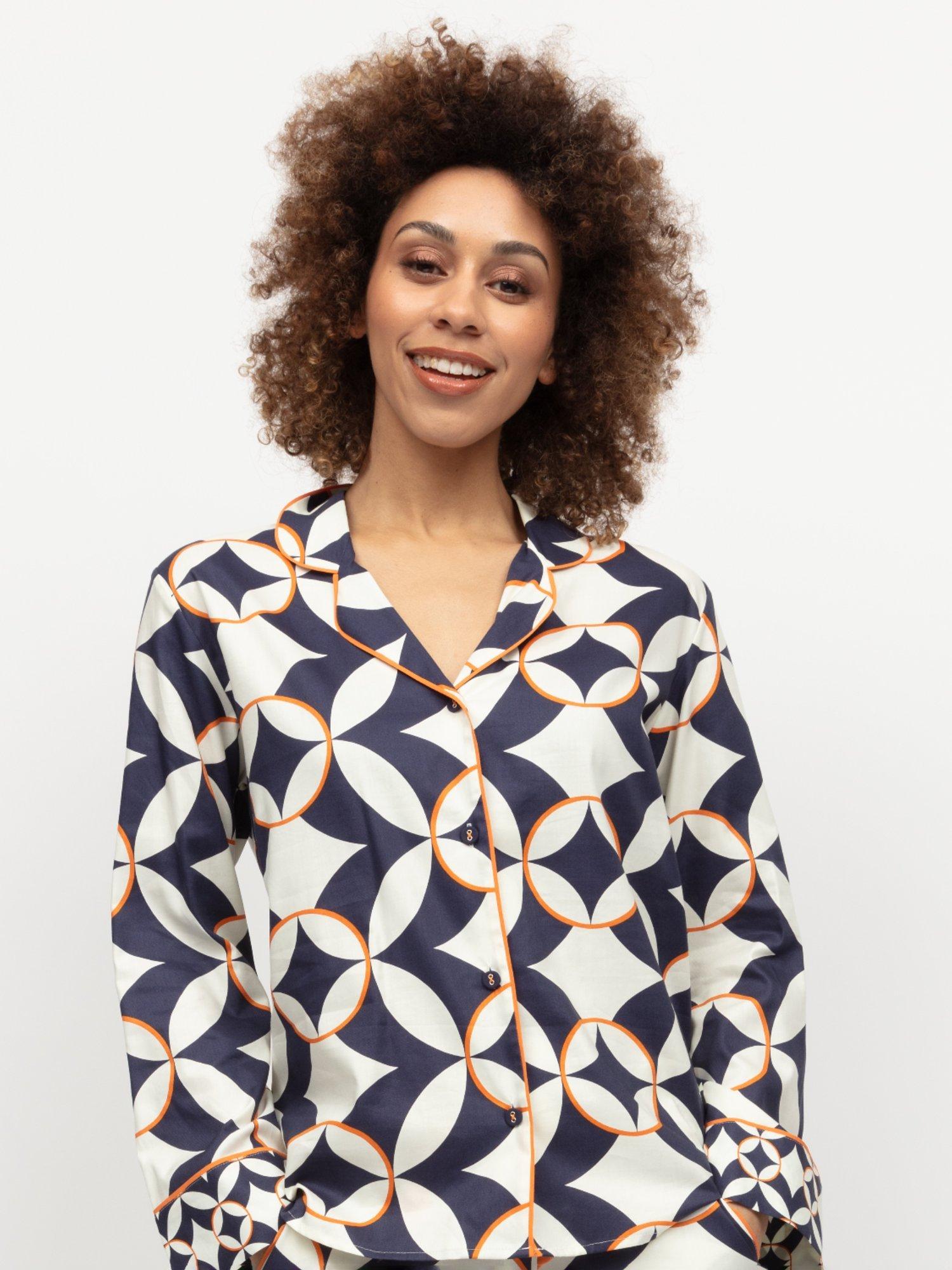 Product image 2 of 4, which shows Cyberjammies Taylor Geo Print Pyjama Top, Navy/Multi, 6