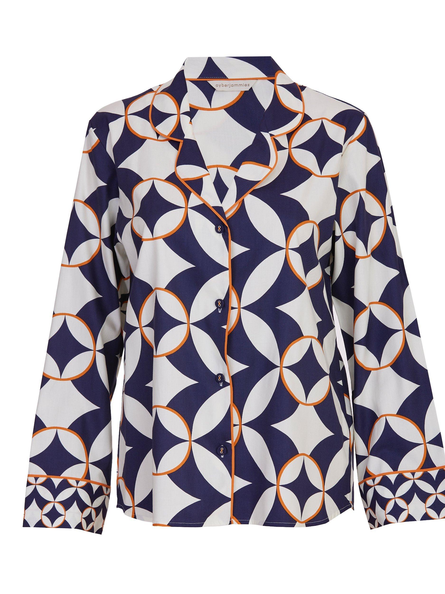 Product image 4 of 4, which shows Cyberjammies Taylor Geo Print Pyjama Top, Navy/Multi, 6