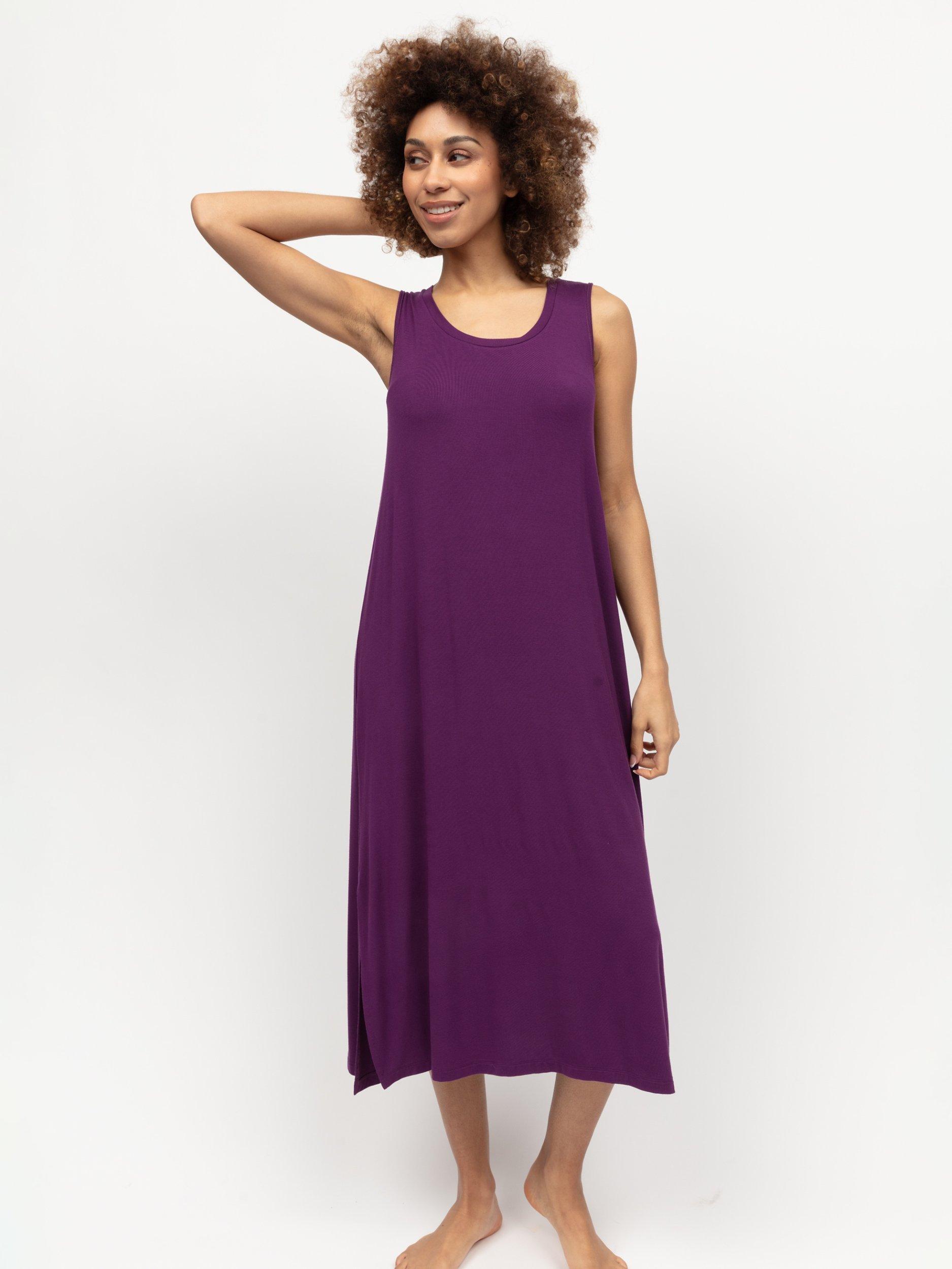 Product image 2 of 4, which shows Cyberjammies Colette Jersey Long Nightdress, Dark Purple, 6