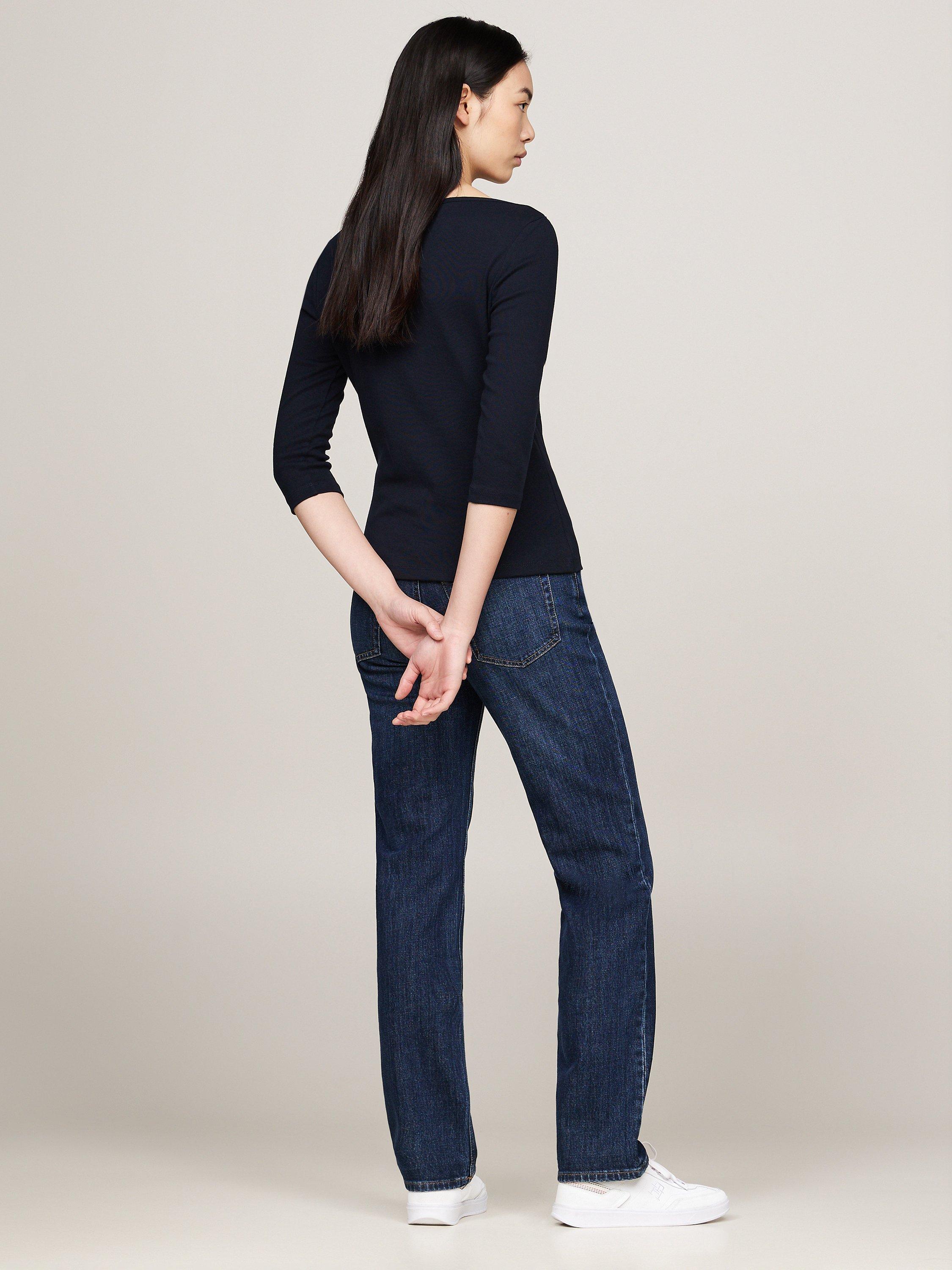 Product image 3 of 6, which shows Tommy Hilfiger Cody Slim Fit Boat Neck Top, Desert Sky, XS