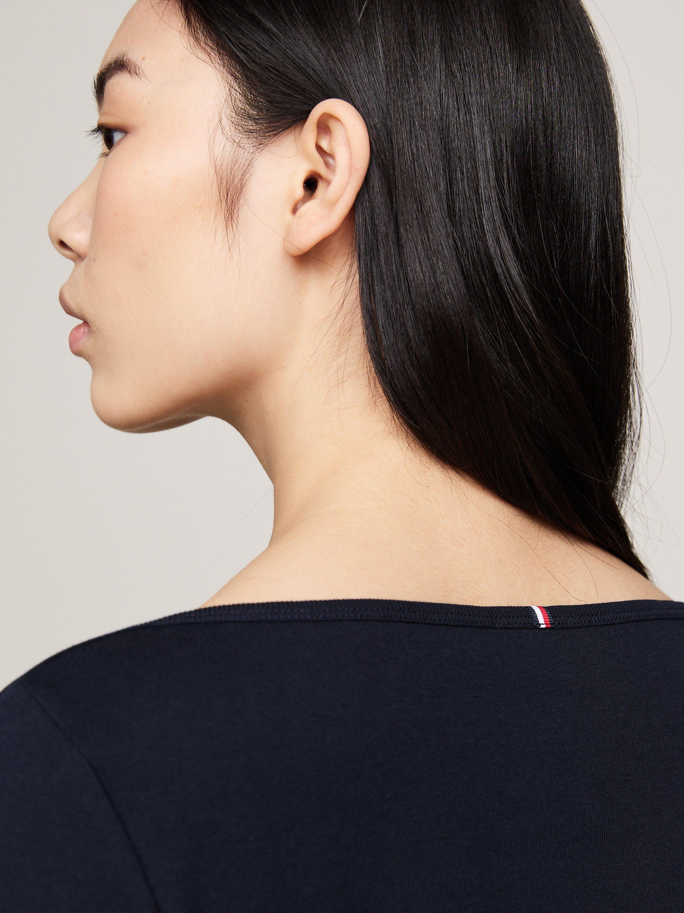 Product image 4 of 6, which shows Tommy Hilfiger Cody Slim Fit Boat Neck Top, Desert Sky, XS