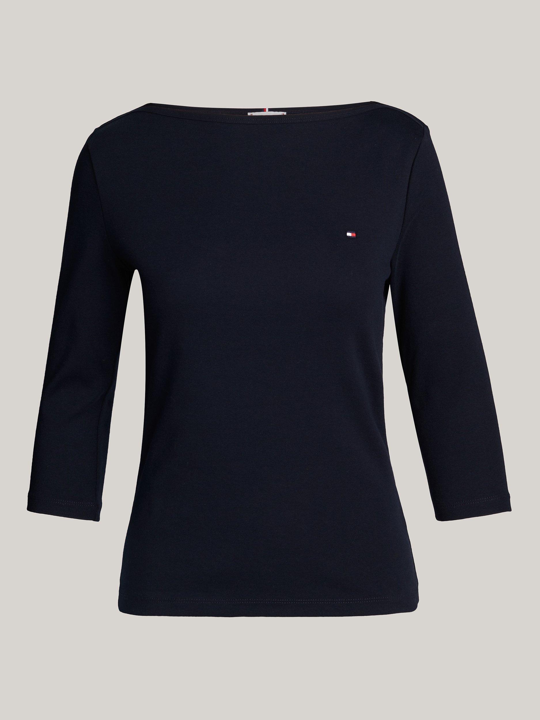 Product image 6 of 6, which shows Tommy Hilfiger Cody Slim Fit Boat Neck Top, Desert Sky, XS