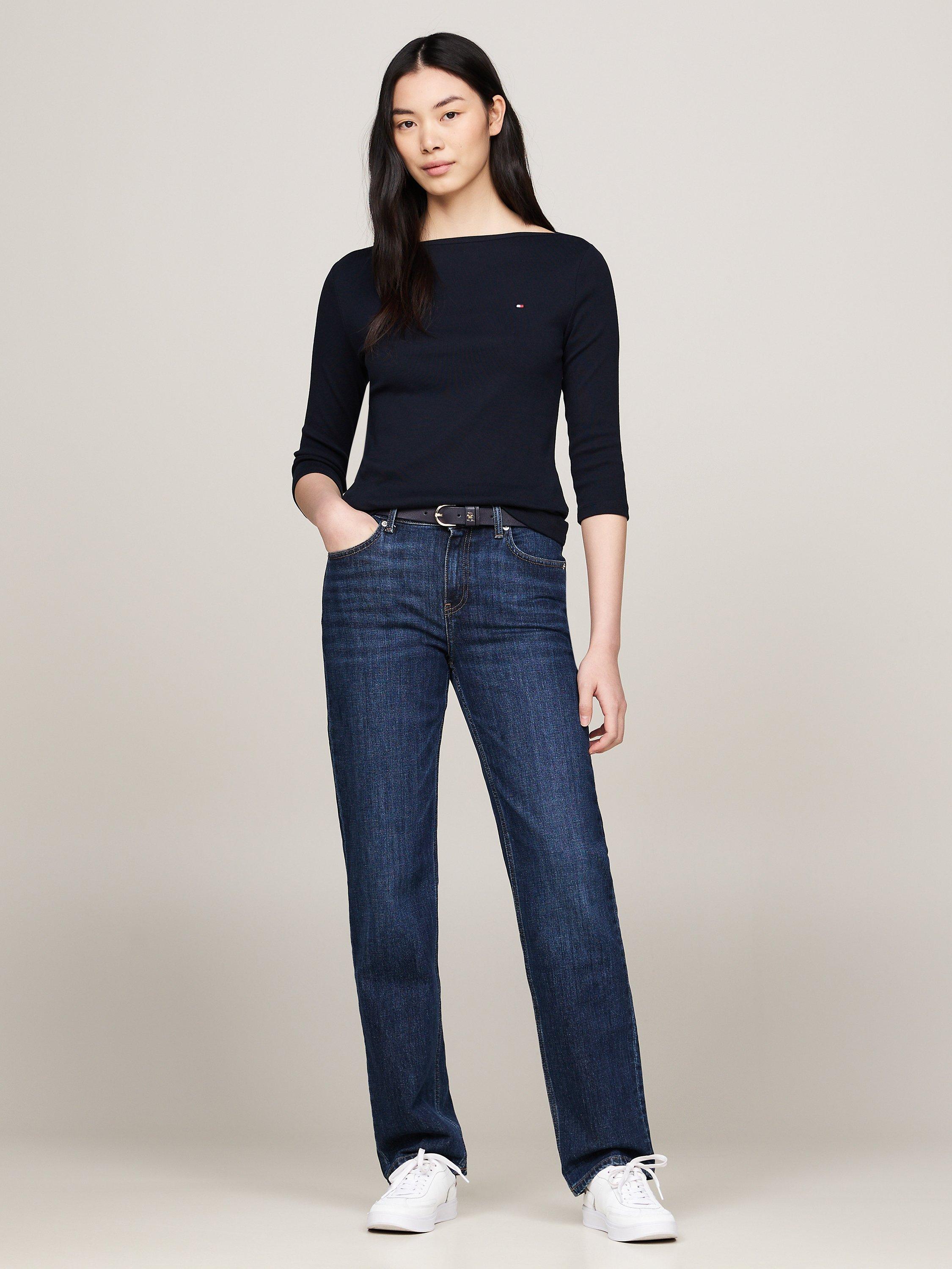 Product image 2 of 6, which shows Tommy Hilfiger Cody Slim Fit Boat Neck Top, Desert Sky, XS