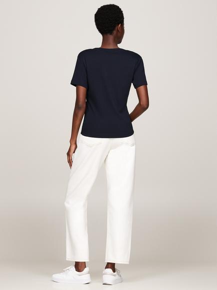 Tommy Hilfiger Ribbed Slim V-Neck T-Shirt - view 2, Desert Sky