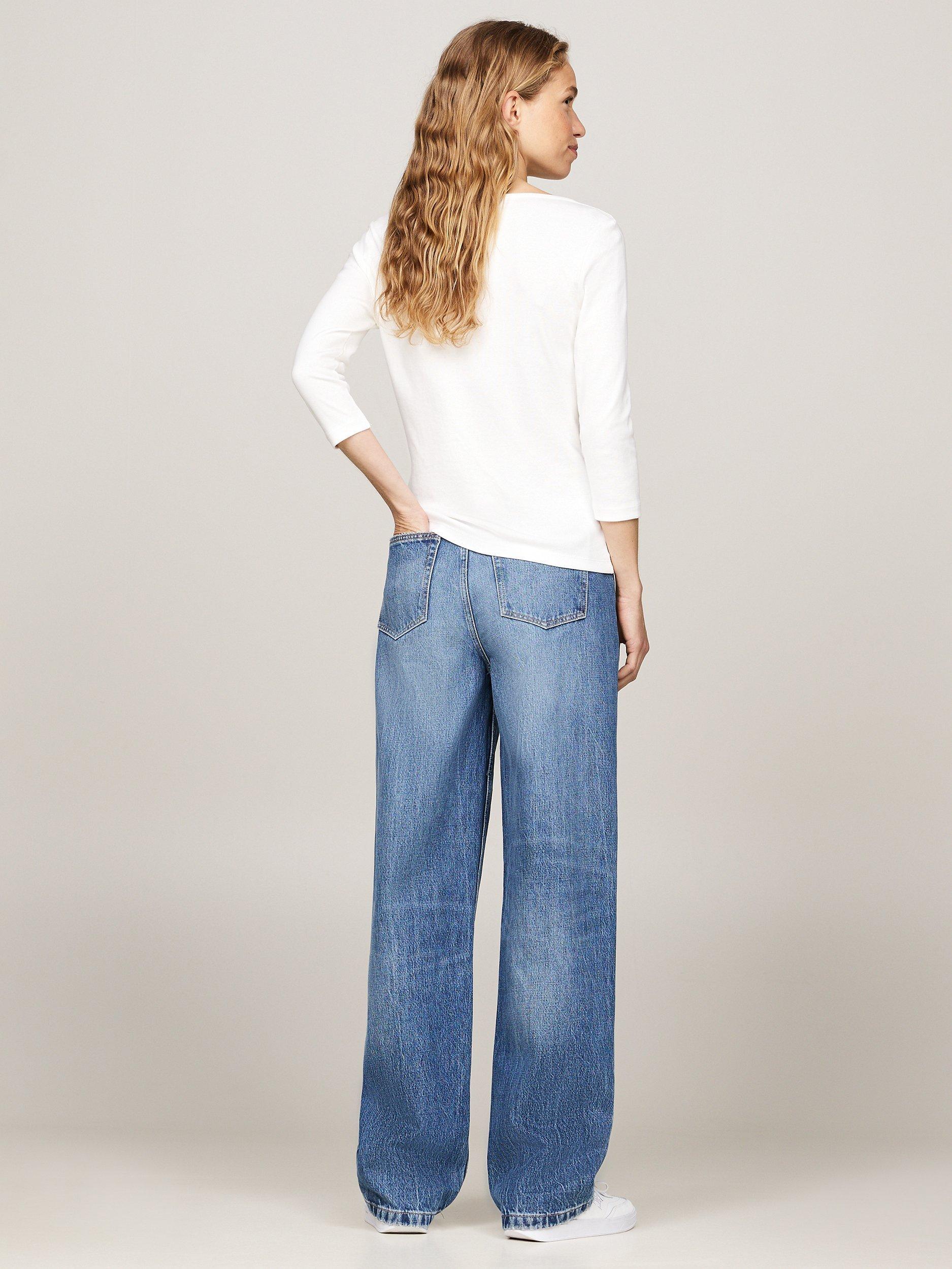 Product image 2 of 6, which shows Tommy Hilfiger Cody Slim Fit Boat Neck Top, Ecru, XS