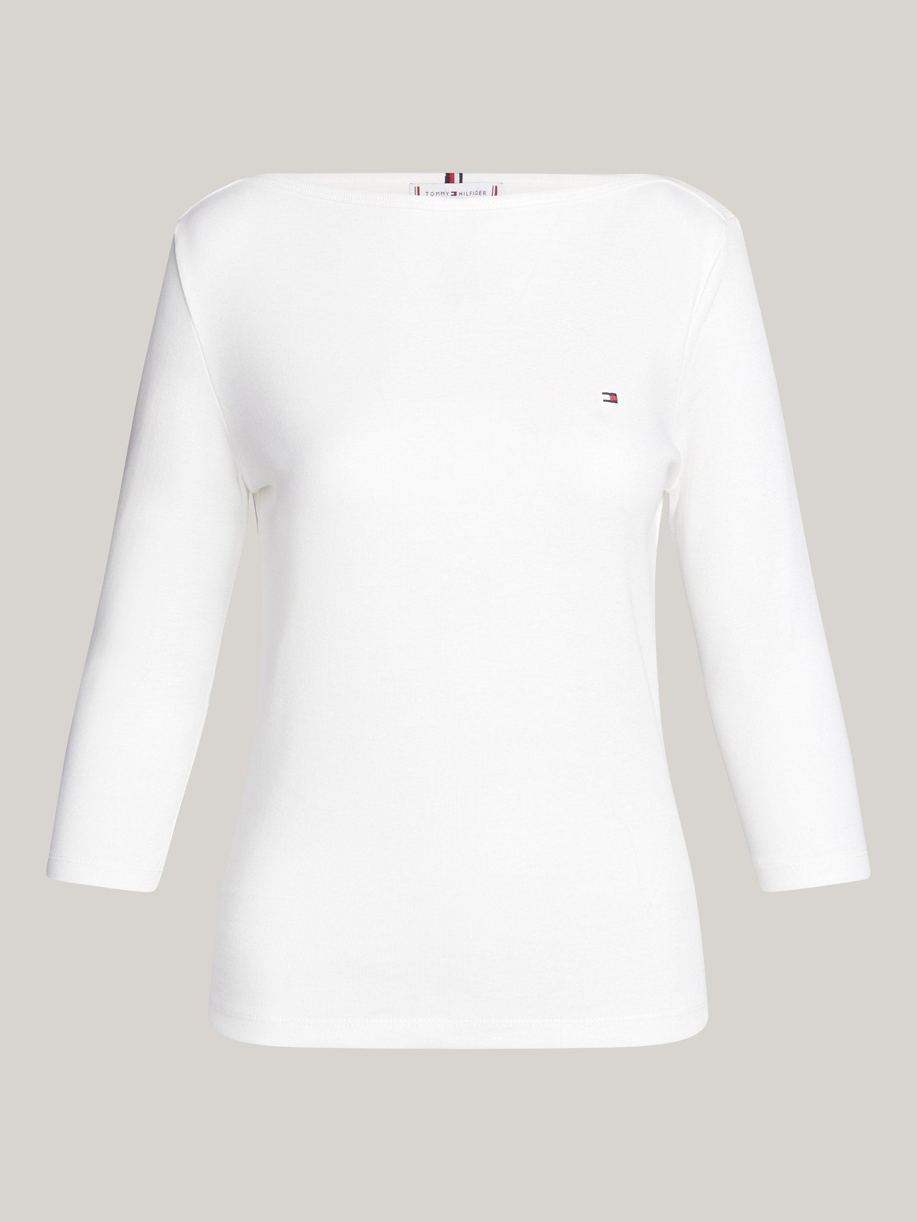 Product image 6 of 6, which shows Tommy Hilfiger Cody Slim Fit Boat Neck Top, Ecru, XS