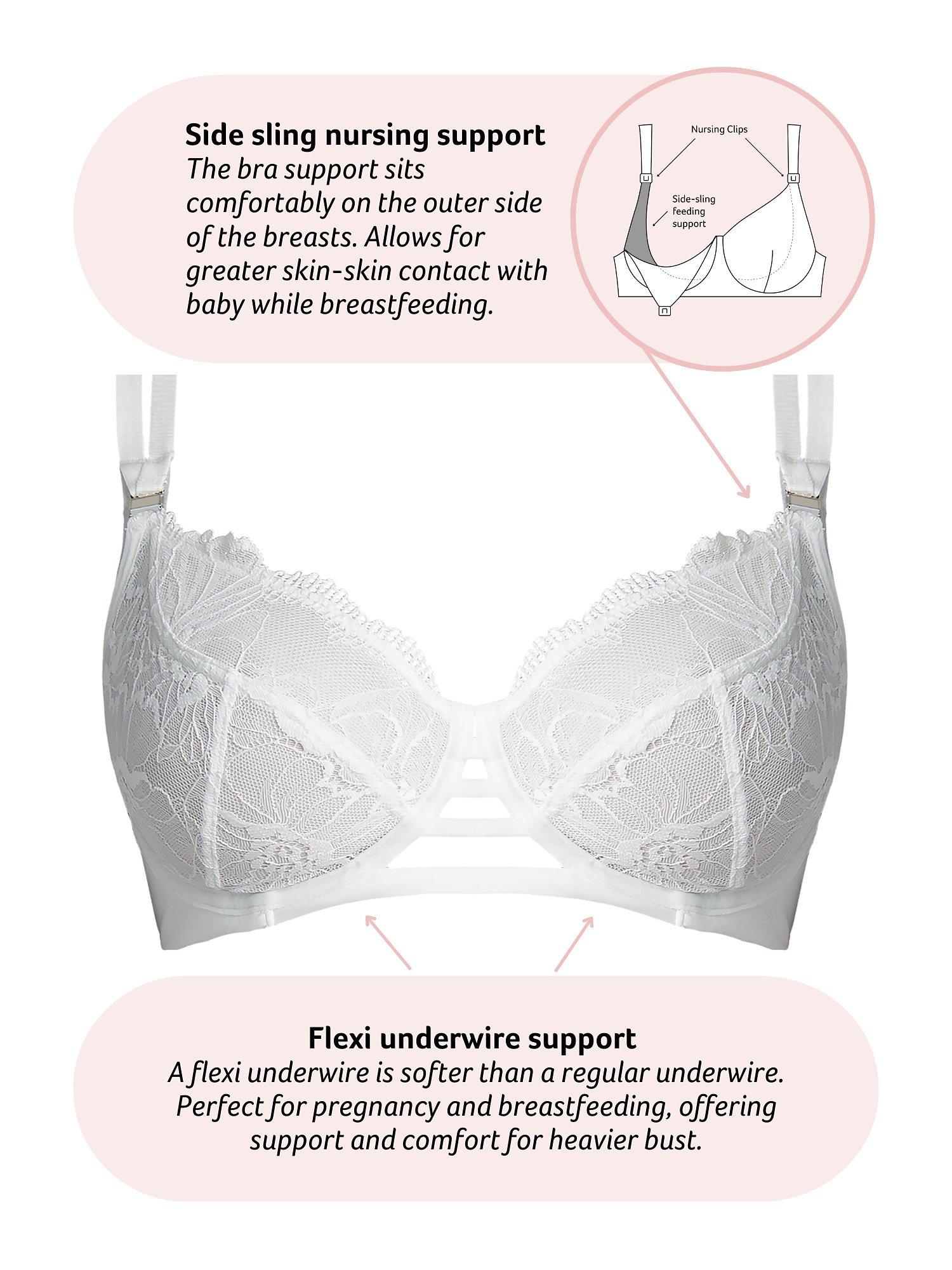 Product image 6 of 6, which shows Hotmilk True Luxe Floral Lace Flexiwire Nursing Bra, White, 32F