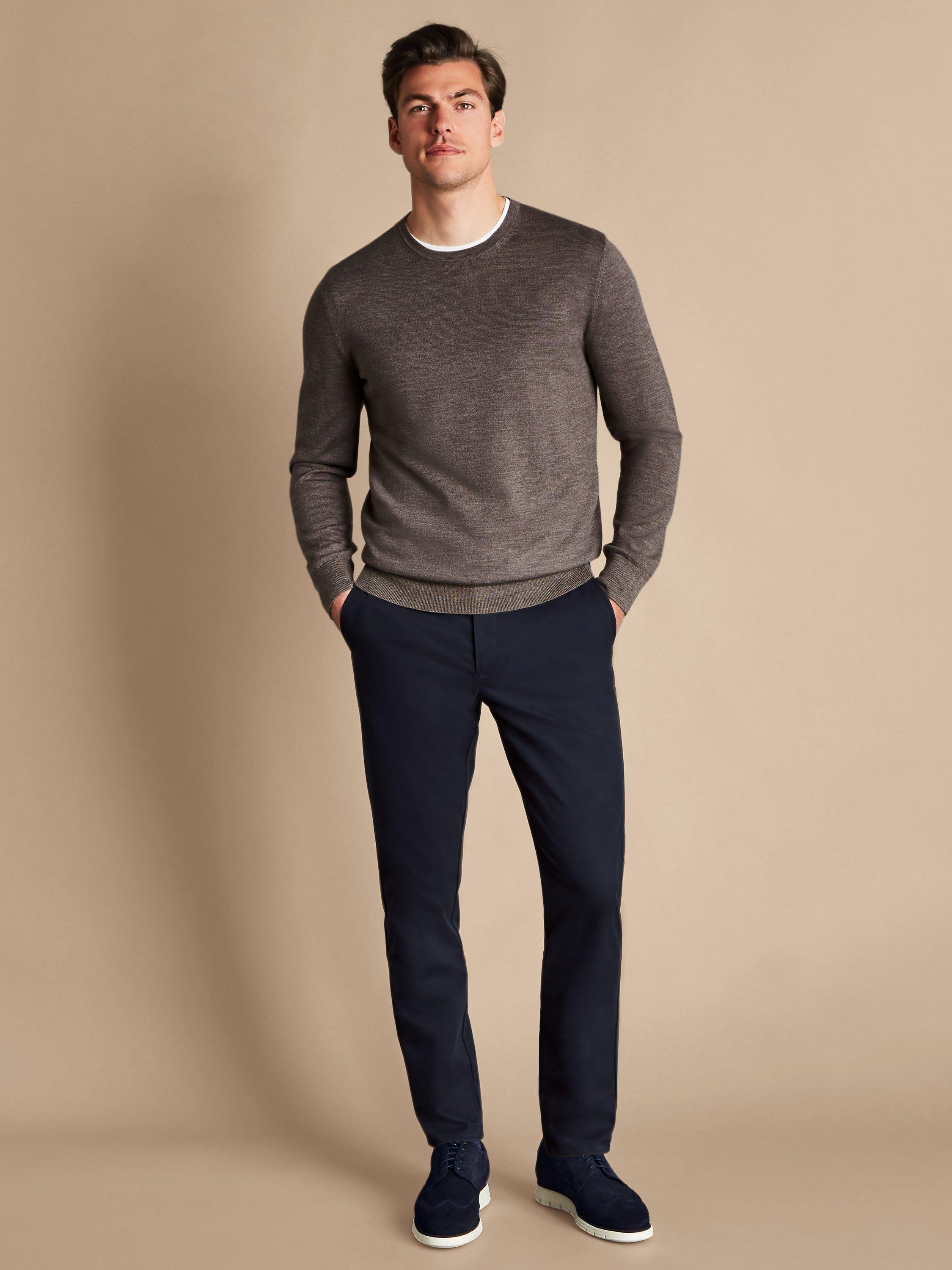 Product image 1 of 3, which shows Charles Tyrwhitt Slim Fit Chino Trousers, Navy, 32S
