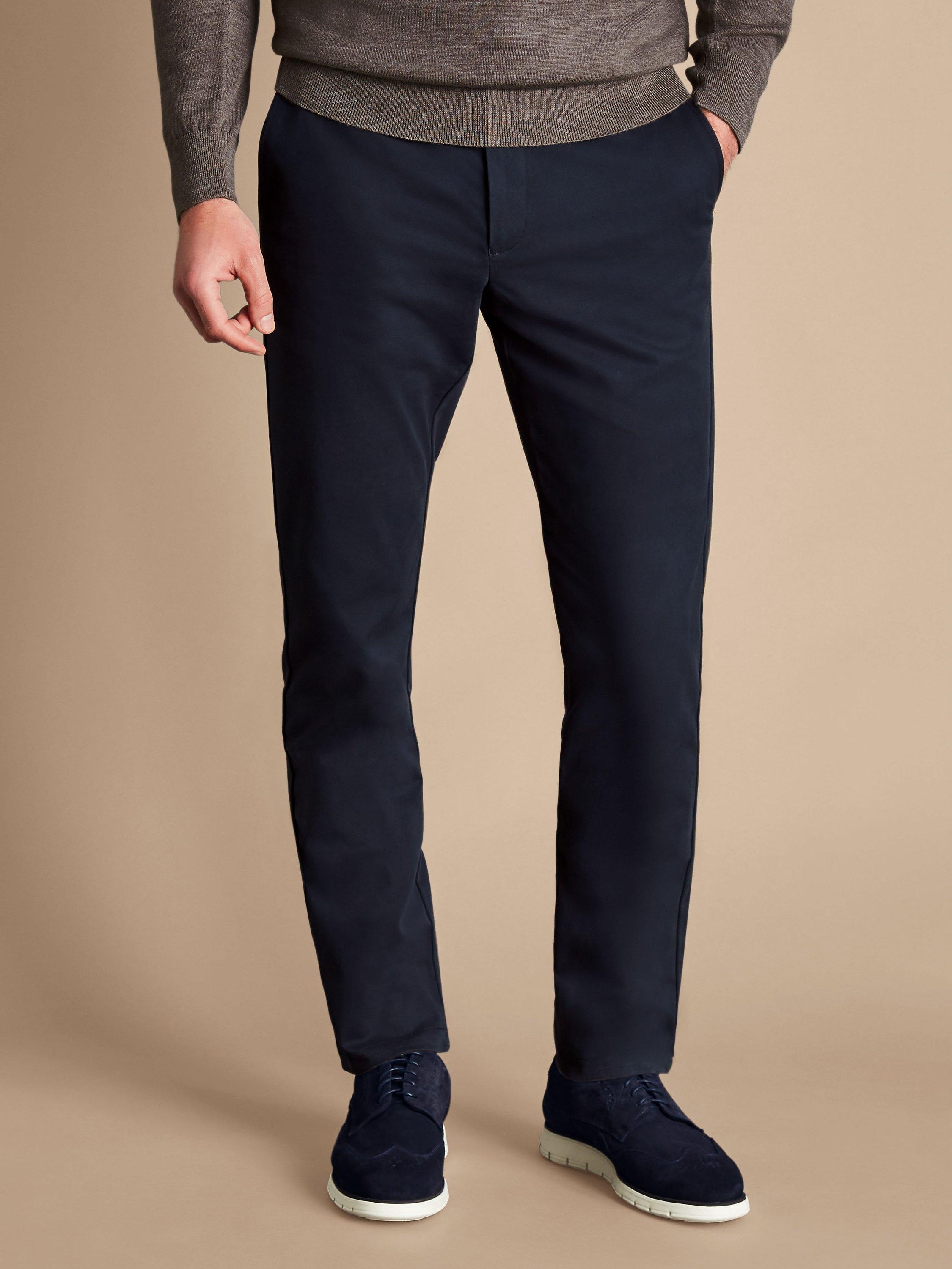 Product image 2 of 3, which shows Charles Tyrwhitt Slim Fit Chino Trousers, Navy, 32S