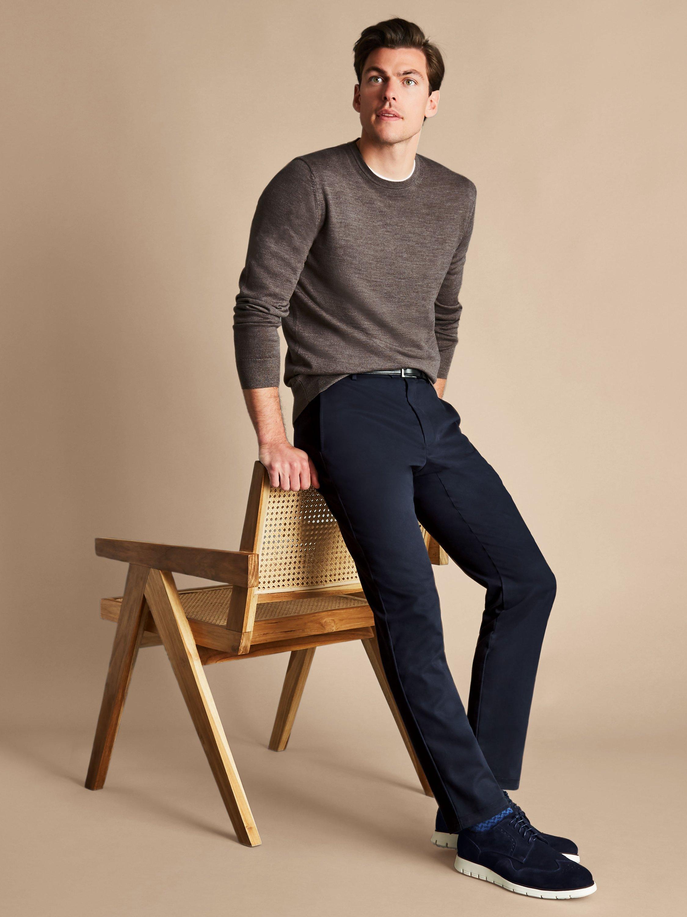 Product image 3 of 3, which shows Charles Tyrwhitt Slim Fit Chino Trousers, Navy, 32S