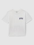 Reiss Kids' Abbott Paintstroke Logo T-Shirt, Optic White