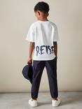 Reiss Kids' Abbott Paintstroke Logo T-Shirt, Optic White