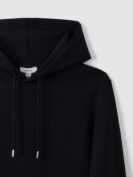 Reiss Fabien Long Sleeve Interlock Hoodie - view 2, Navy Blue