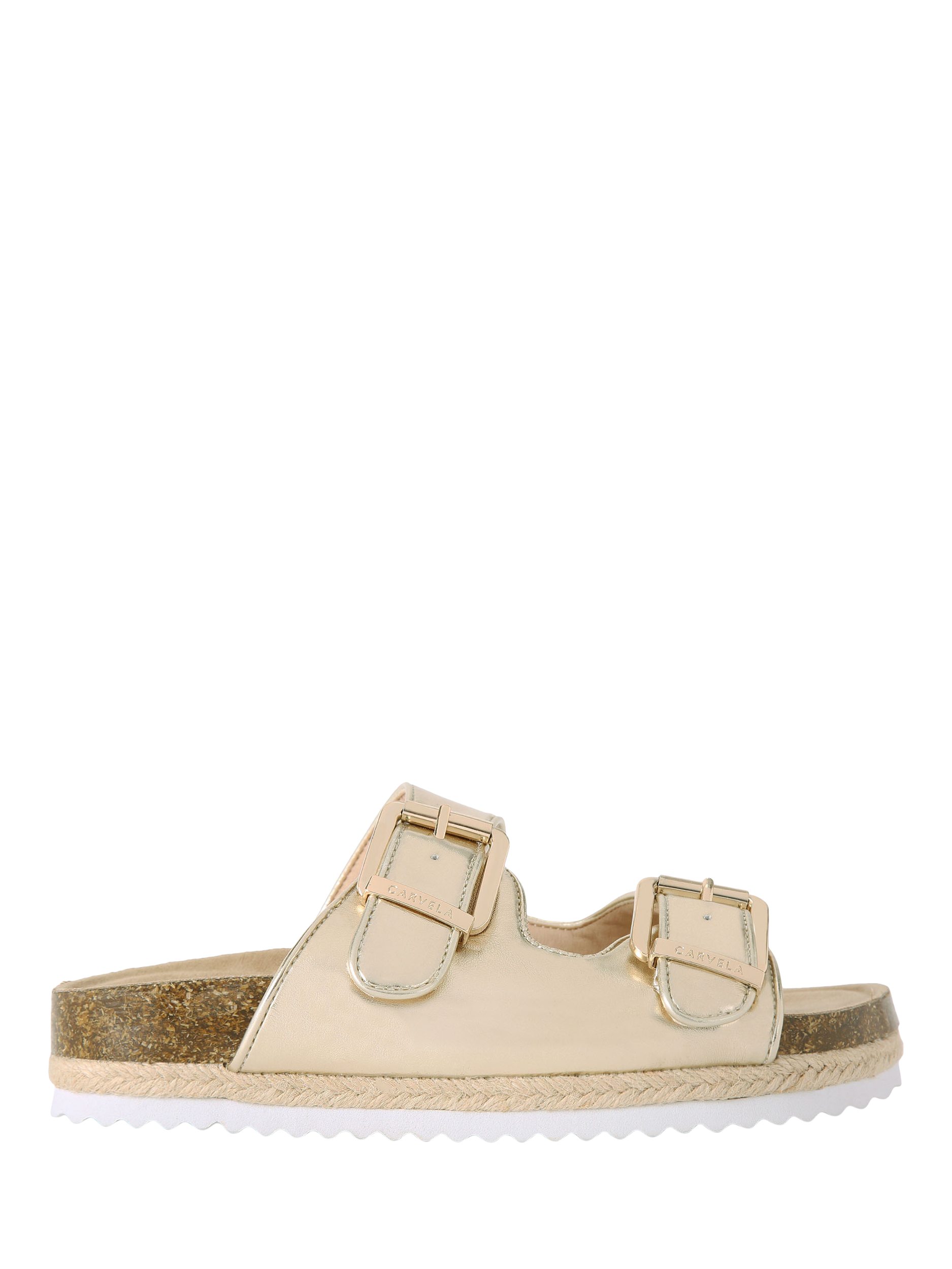 Carvela Paradise Double Buckle Sandals Gold