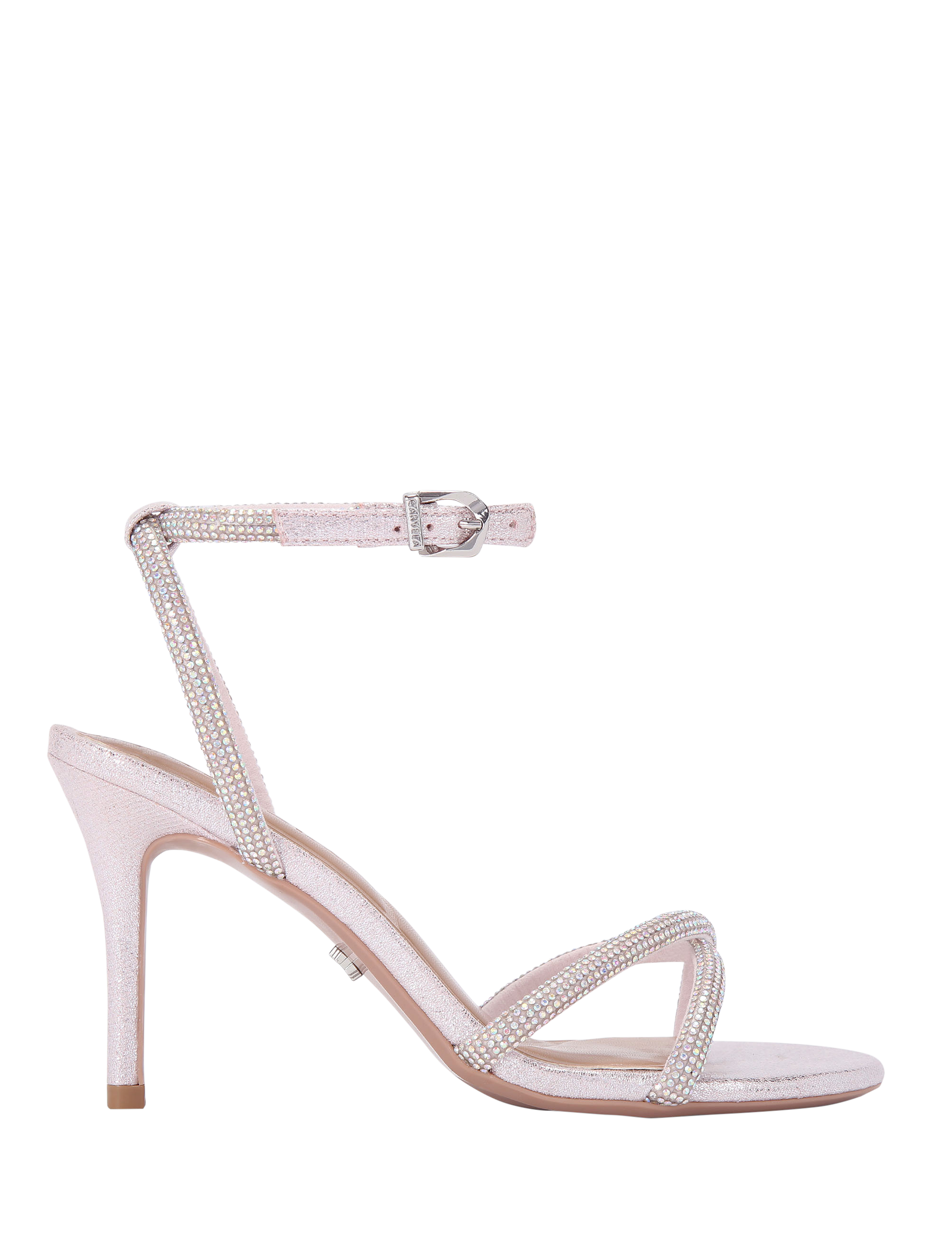 Carvela Stargaze Diamante Stiletto Heel Sandals Pink Blush