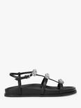 Kurt Geiger London Pierra Leather Crystal Micro Bow Sandals, Black