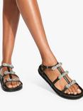 Kurt Geiger London Pierra Leather Crystal Micro Bow Sandals, Black