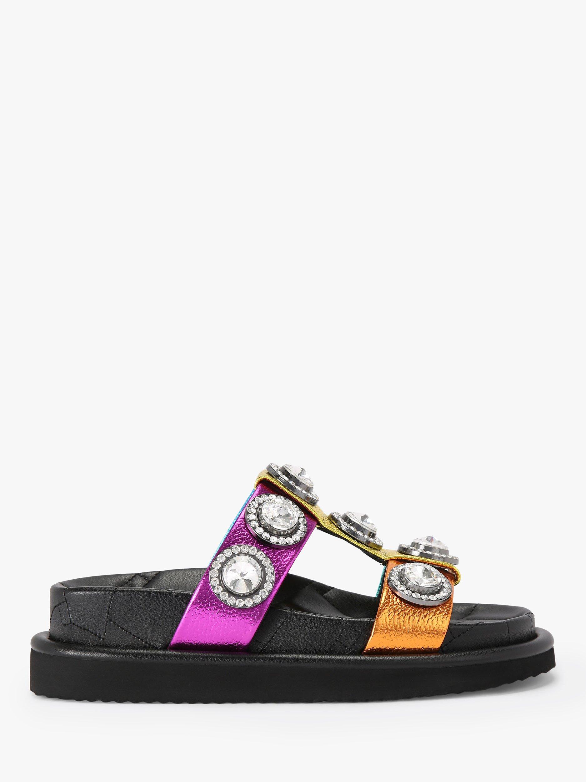 Product image 1 of 4, which shows Kurt Geiger London Orson Leather Crystal Sandals, Multi, 3