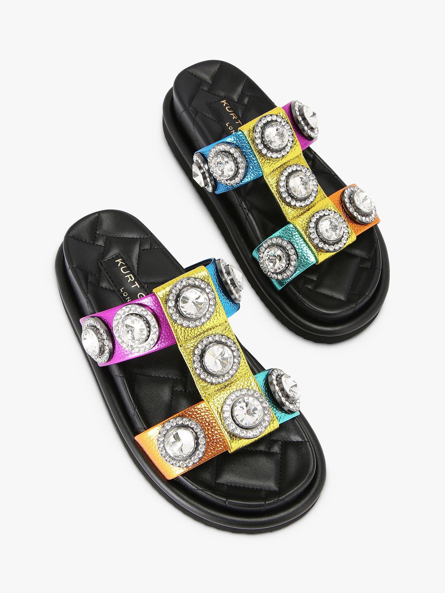 Product image 2 of 4, which shows Kurt Geiger London Orson Leather Crystal Sandals, Multi, 3