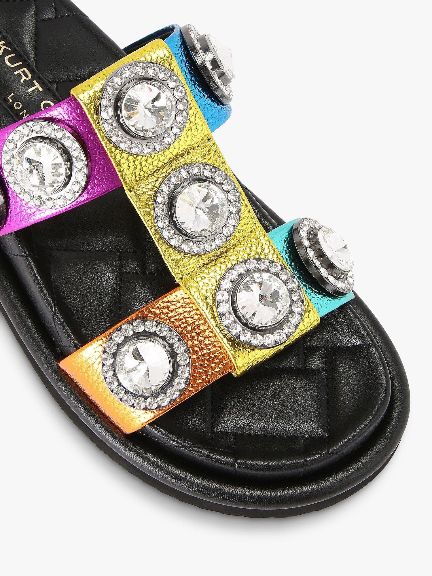 Product image 4 of 4, which shows Kurt Geiger London Orson Leather Crystal Sandals, Multi, 3